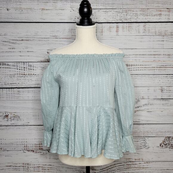 Mustard Seed Babydoll Peasant Style Flowy Top Sea Foam Green | Small - Picture 1 of 11